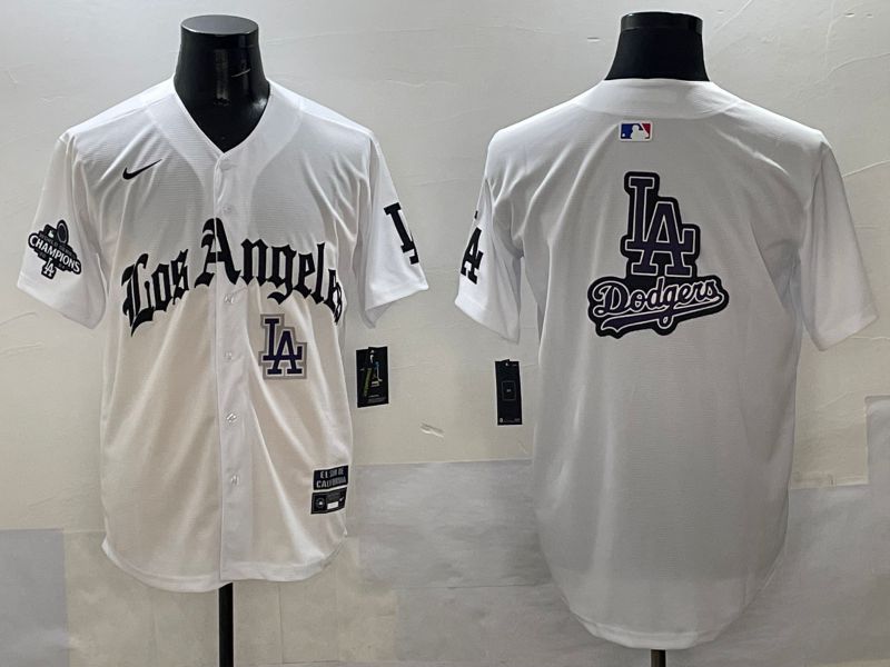 Men Los Angeles Dodgers Blank White Five generations Joint Name 2025 Nike MLB Jersey style 70->los angeles dodgers->MLB Jersey